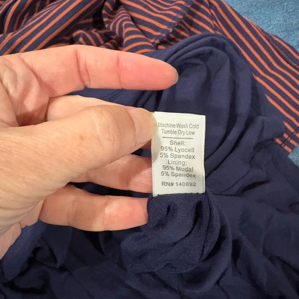 Marine Layer Lexi Rib Daytime Midi Dress striped XL blue brown - Image 5