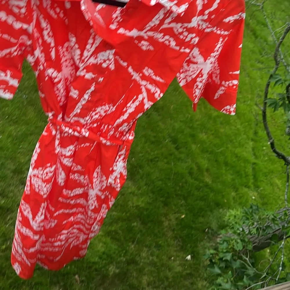 DKNY tigerlily bright shirt dress button up cotton Sundress Size 4 midi - Image 7