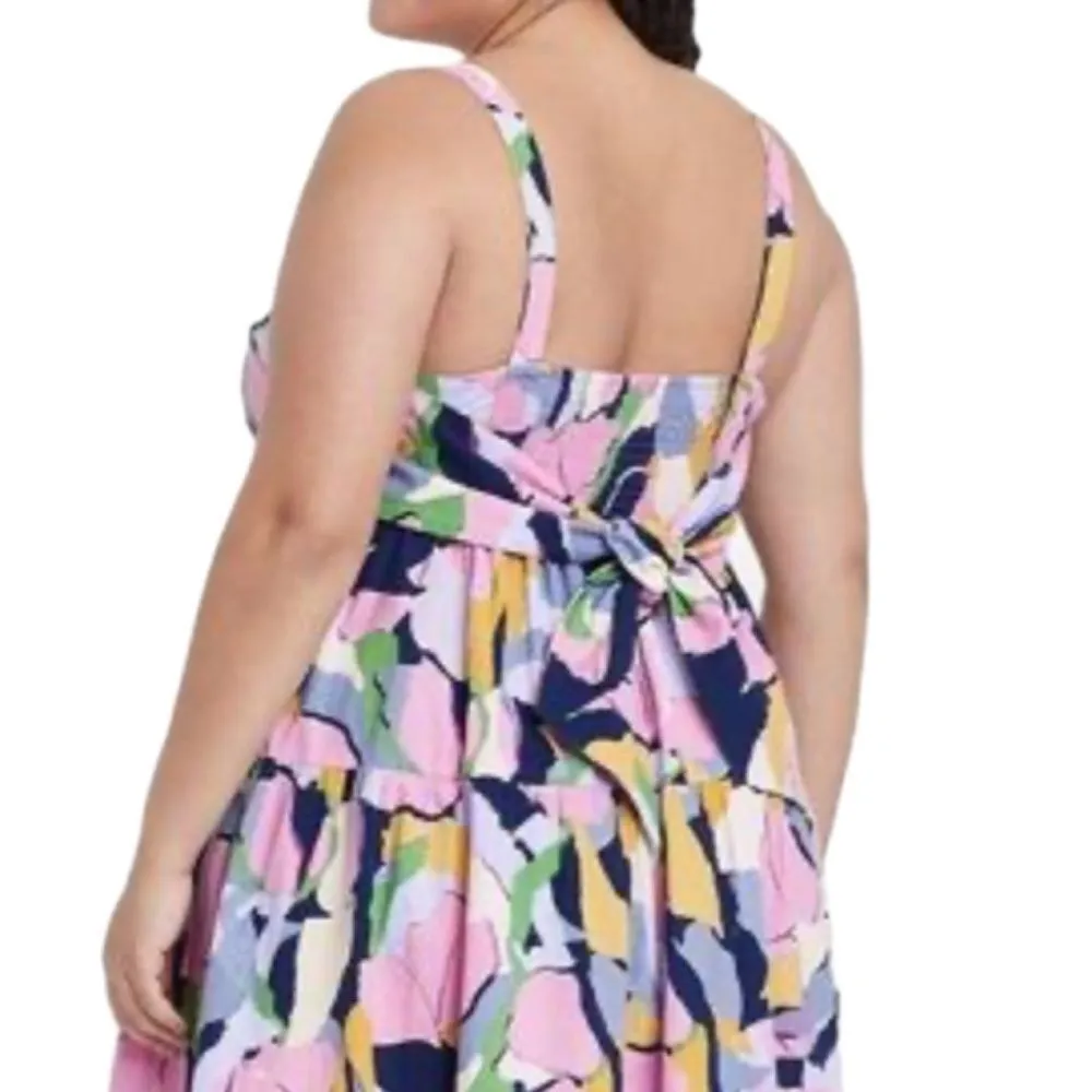 Ava & Viv abstract floral cotton midi dress 1X - Image 2