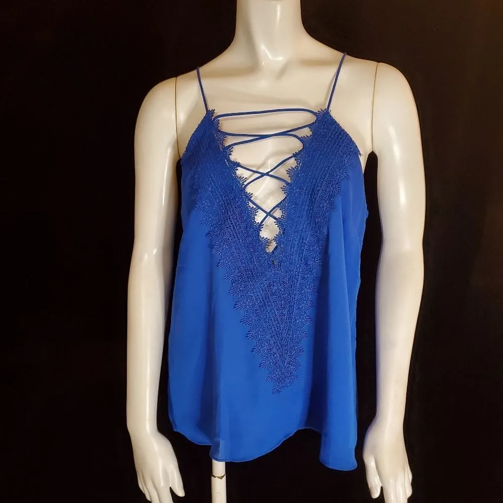 NWT Wayf Blue Lace Up Front Tank Top (L) - Image 3