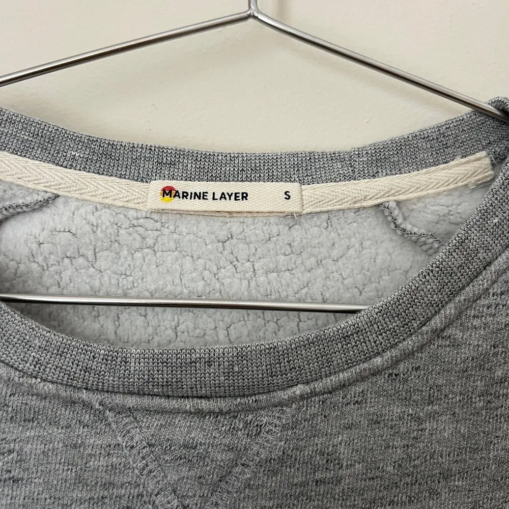 Marine Layer APMM Embroider Logo Heather Gray Pullover Sweatshirt Women's Size S - Image 5