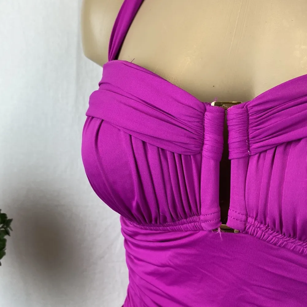 Bleu Rod Beattie Fuschsia Pink Halter 1 Piece Swim Bathing Suit 8 - Image 3