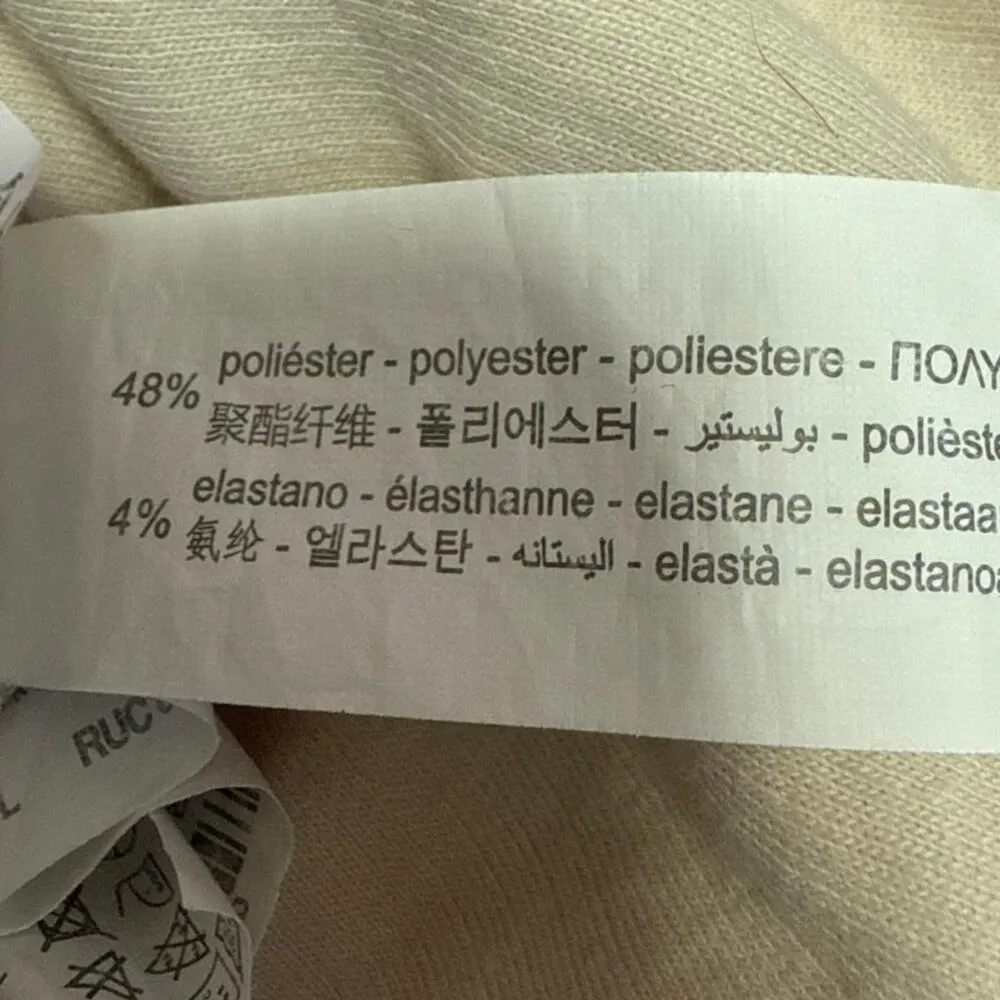 Zara White Knit Crew Neck Loose Fit Long Sleeve Cozy Crop Sweater Top Size L - Image 4