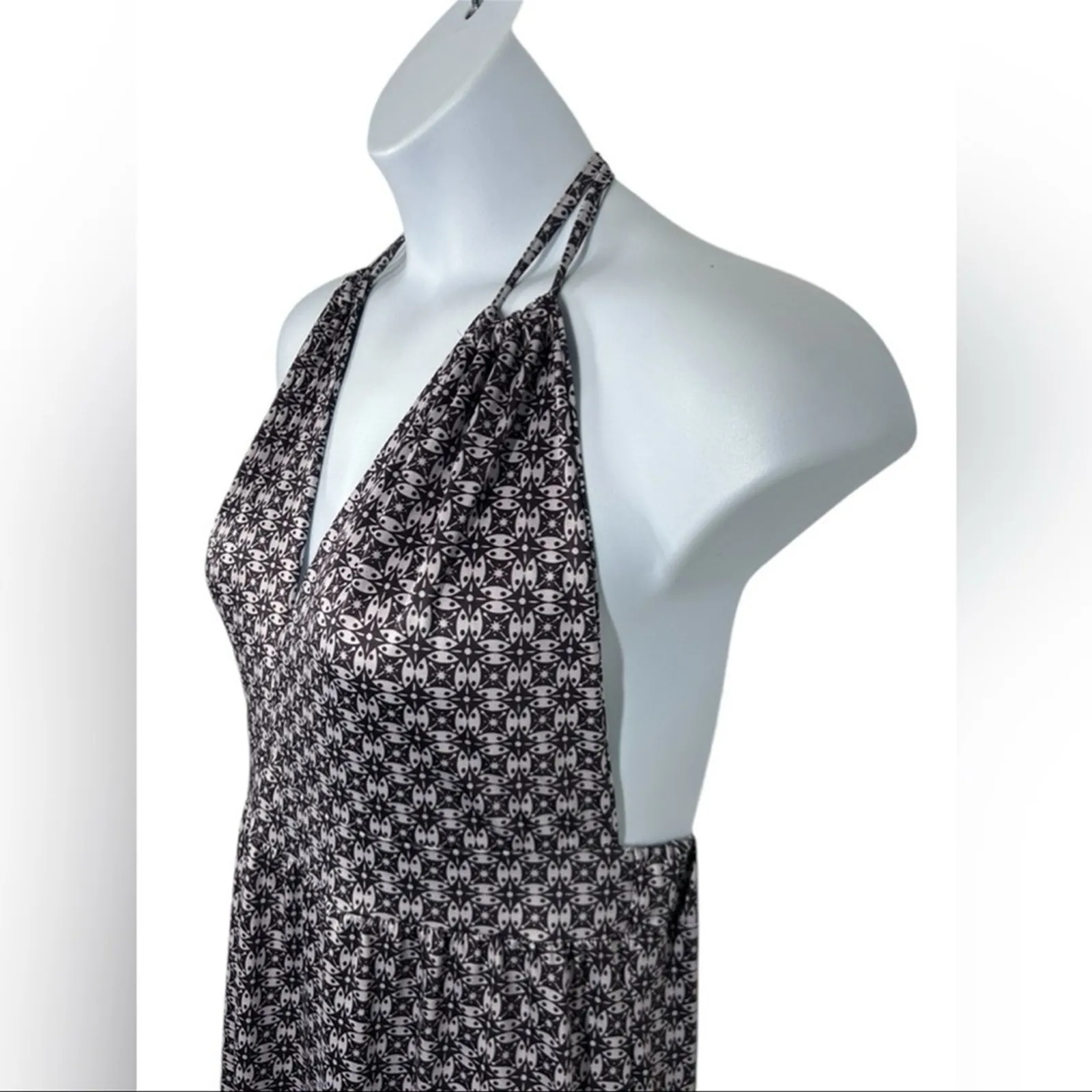 Boho Maxi Dress Open Back Purple Mini Medallion Halter Neck Sz XL Festival Sexy - Image 7