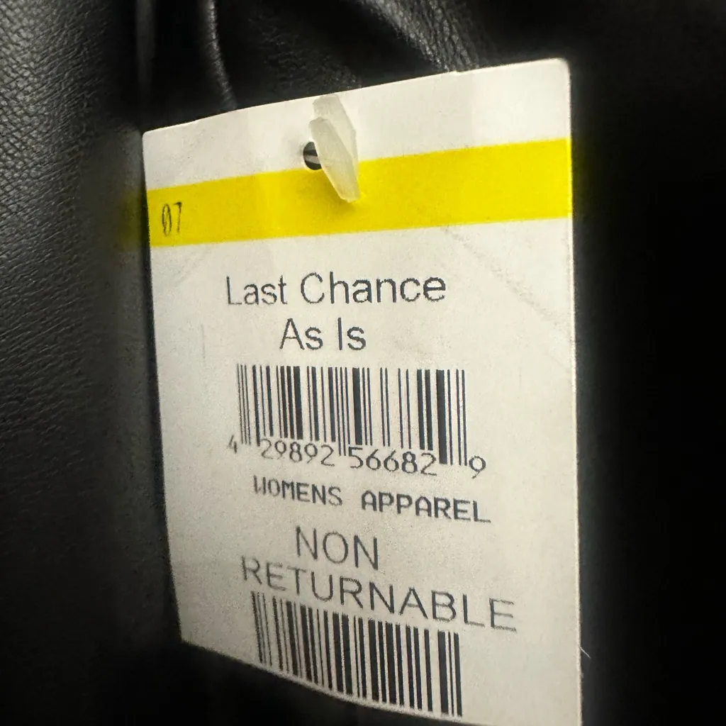 Paige Erin Faux Leather Dress Size Large Waist Tie Long Sleeve Button Front New - Image 6