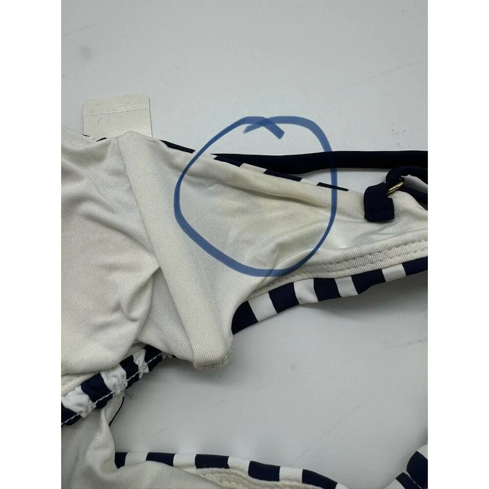 NWD Anne Cole Studio Navy Blue Striped Smocked Bikini Top Women’s Size Large - Image 6