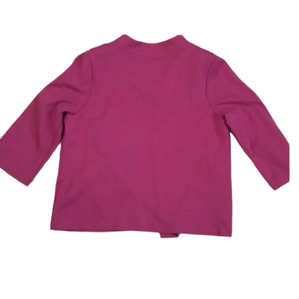 Bob Mackie Dark Pink Ribbon Embroidered Retro Jacket Size M - Image 3