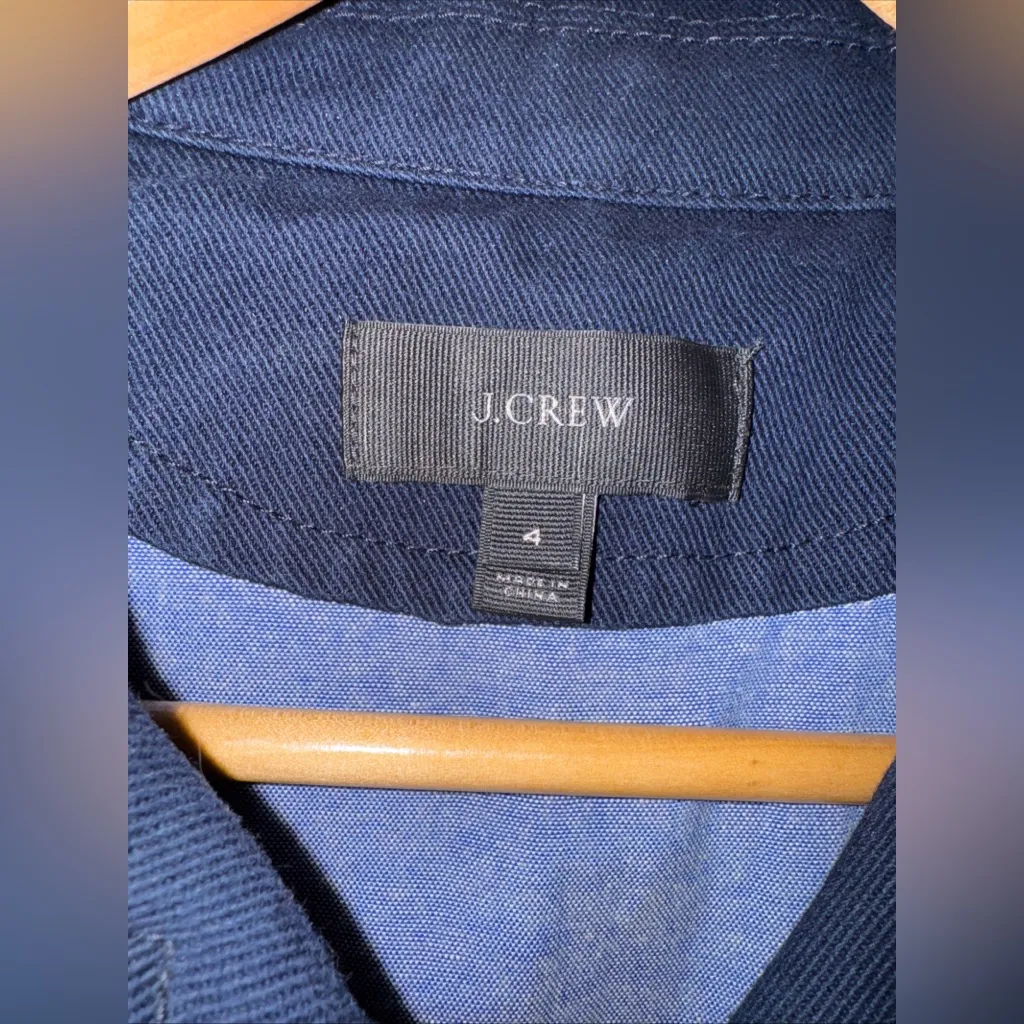 J. Crew‎ Navy Cotton Twill Peacoat  White Button Coastal Core Size 4 - Image 5