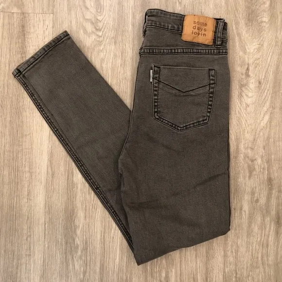 Somedays Lovin' Black Skinny Jeans with Zipper Detail on Front Pockets sz M - Image 2