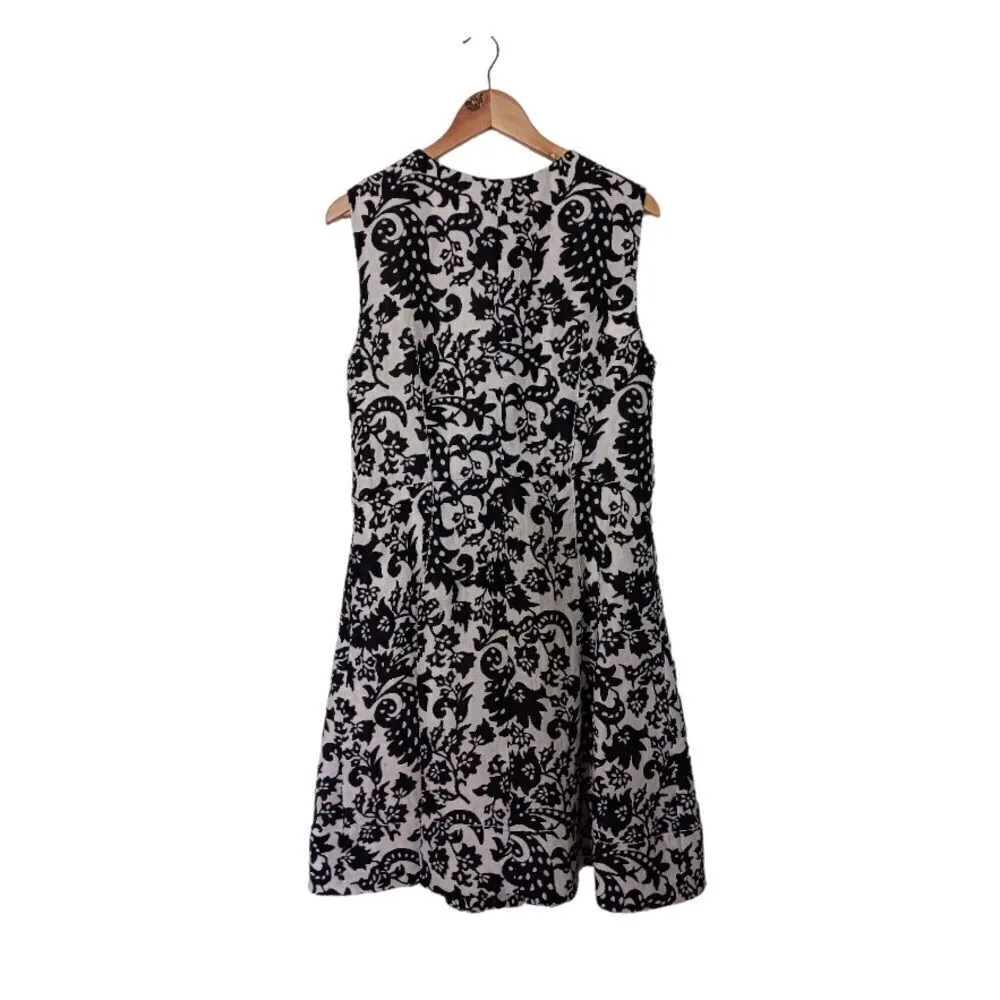 Oscar de La Renta SZ 14 black and white floral a-line dress - Image 5