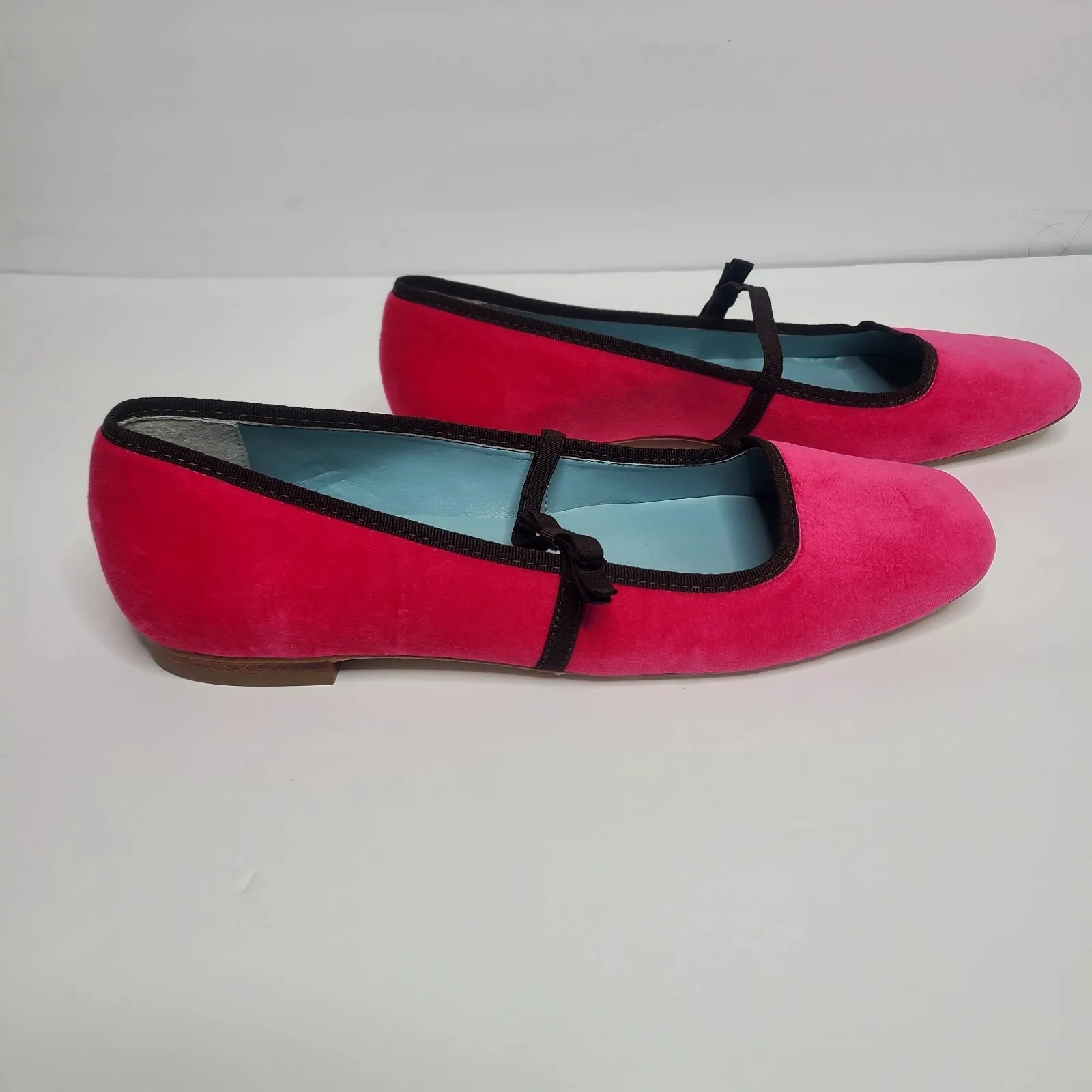 Frances Valentine Jude Mary Jane‎ Velvet Pink Brown Ballet Flats Size 10B - Image 2
