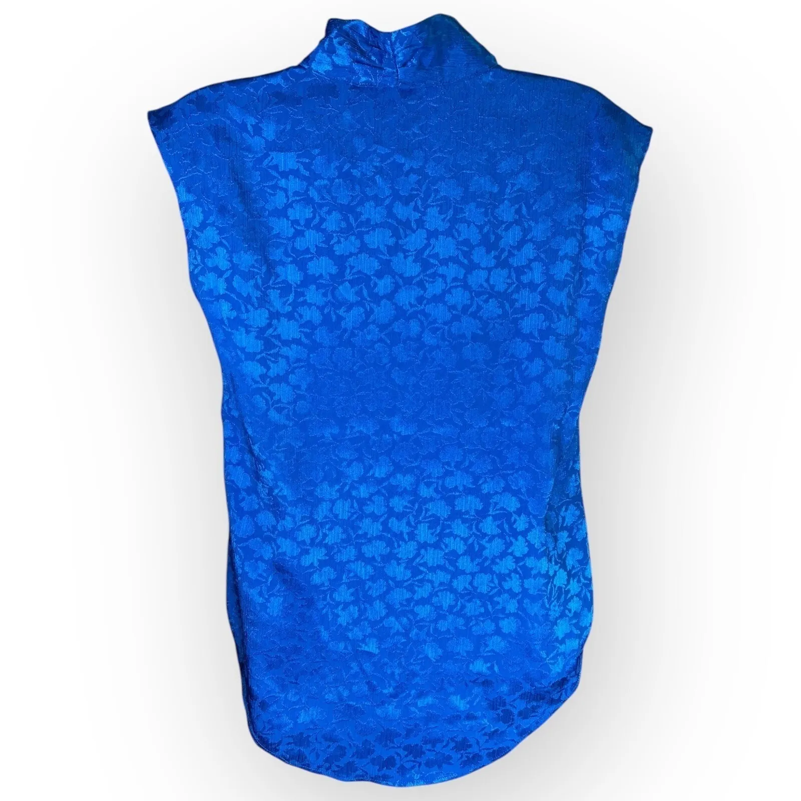 NWT Michael Kors Floral Jacquard Vest Top XS Sleeveless Open Front Blue - Image 2