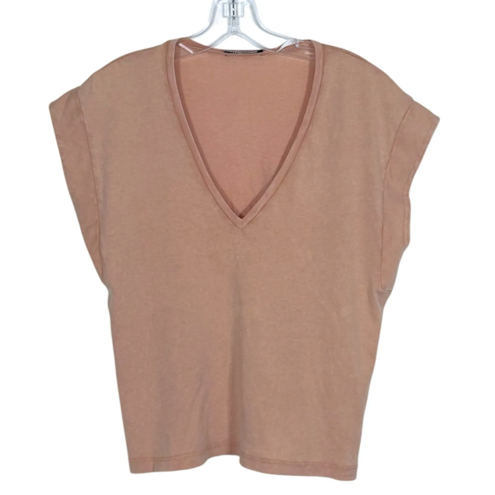 Zara Pullover Casual Top V-Neck Shirt 100% Cotton Size Small Loungewear - Image 2