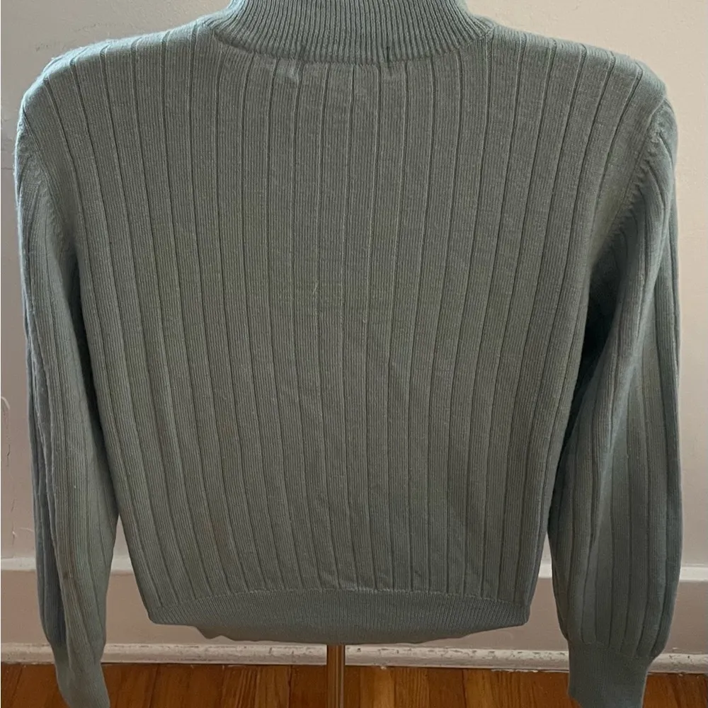 Vintage Valerie Stevens 100% merino wool baby blue ribbed turtleneck sweater PM - Image 3
