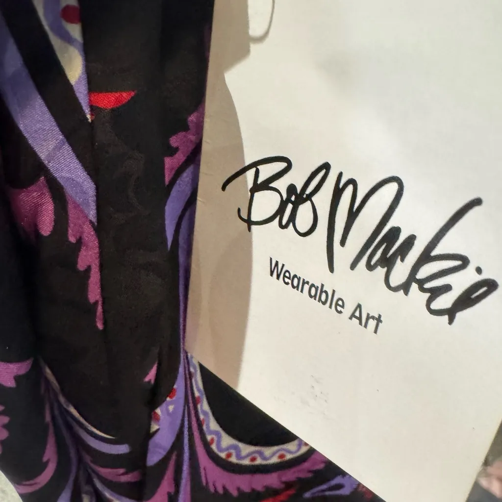 Bob Mackie vintage Y2K 100% silk abstract print maxi skirt size small NWT - Image 5