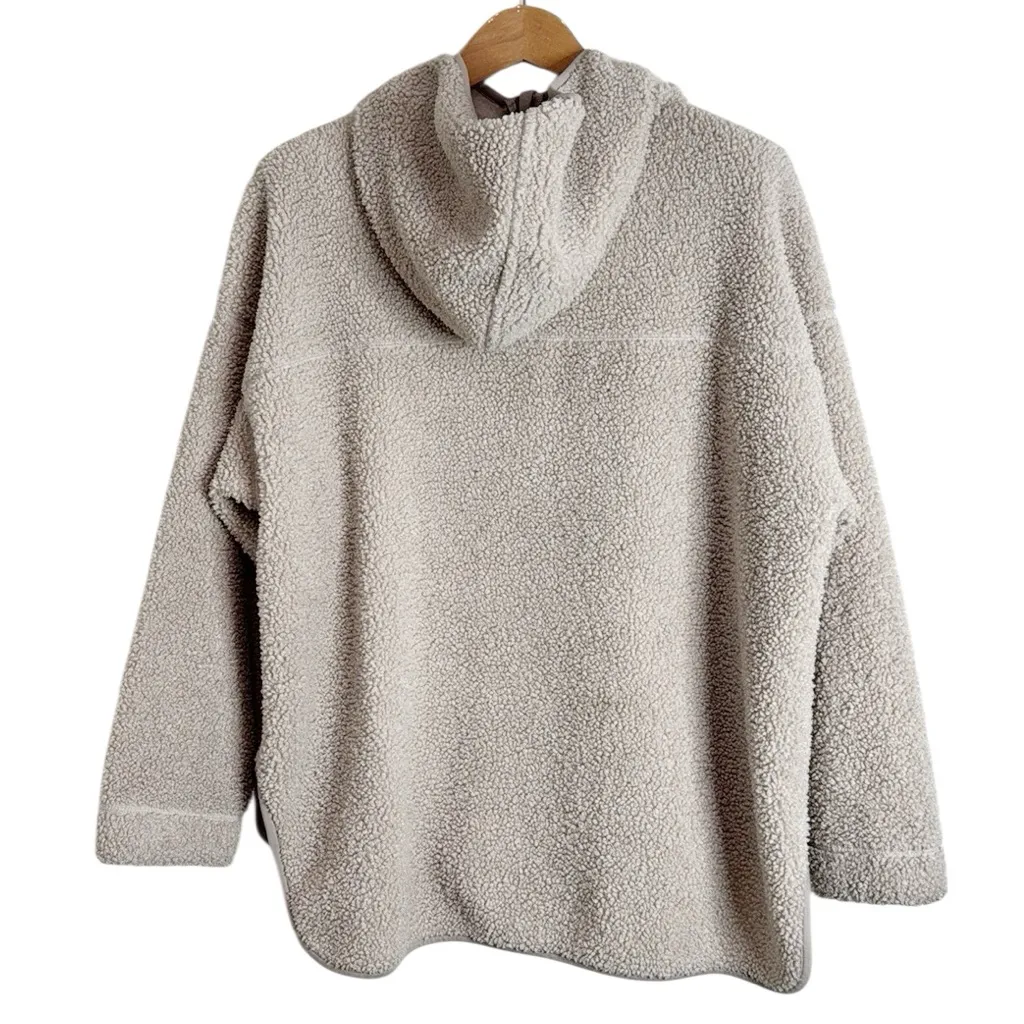 Old Navy Cozy Teddy Sherpa 1/2 Zip Moon Door (Cream/Tan) Tunic Hoodie size XL - Image 3