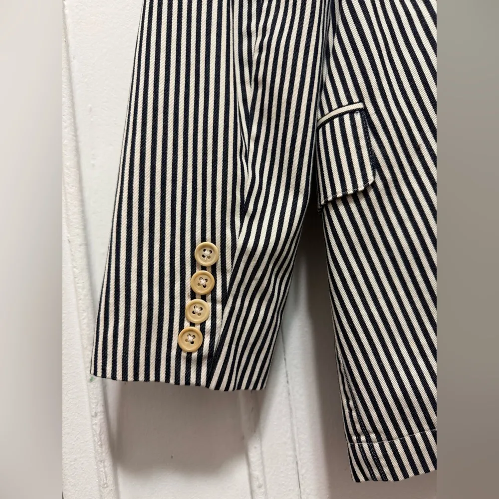 Lauren Ralph Lauren Black and White Striped Blazer Size 10 - Image 7