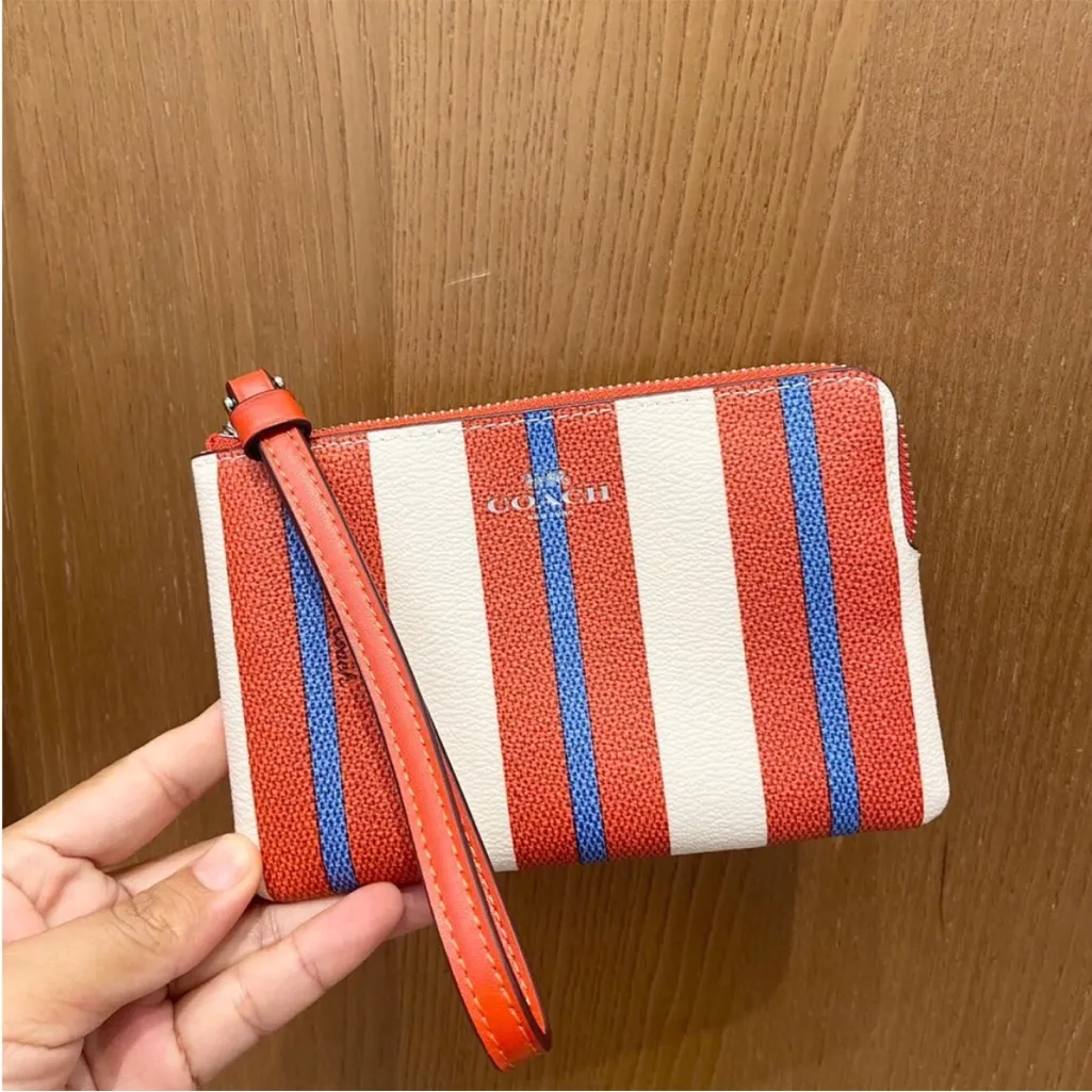 Coach Corner Zip Wristlet With Stripe
Print # CT990 - Image 2