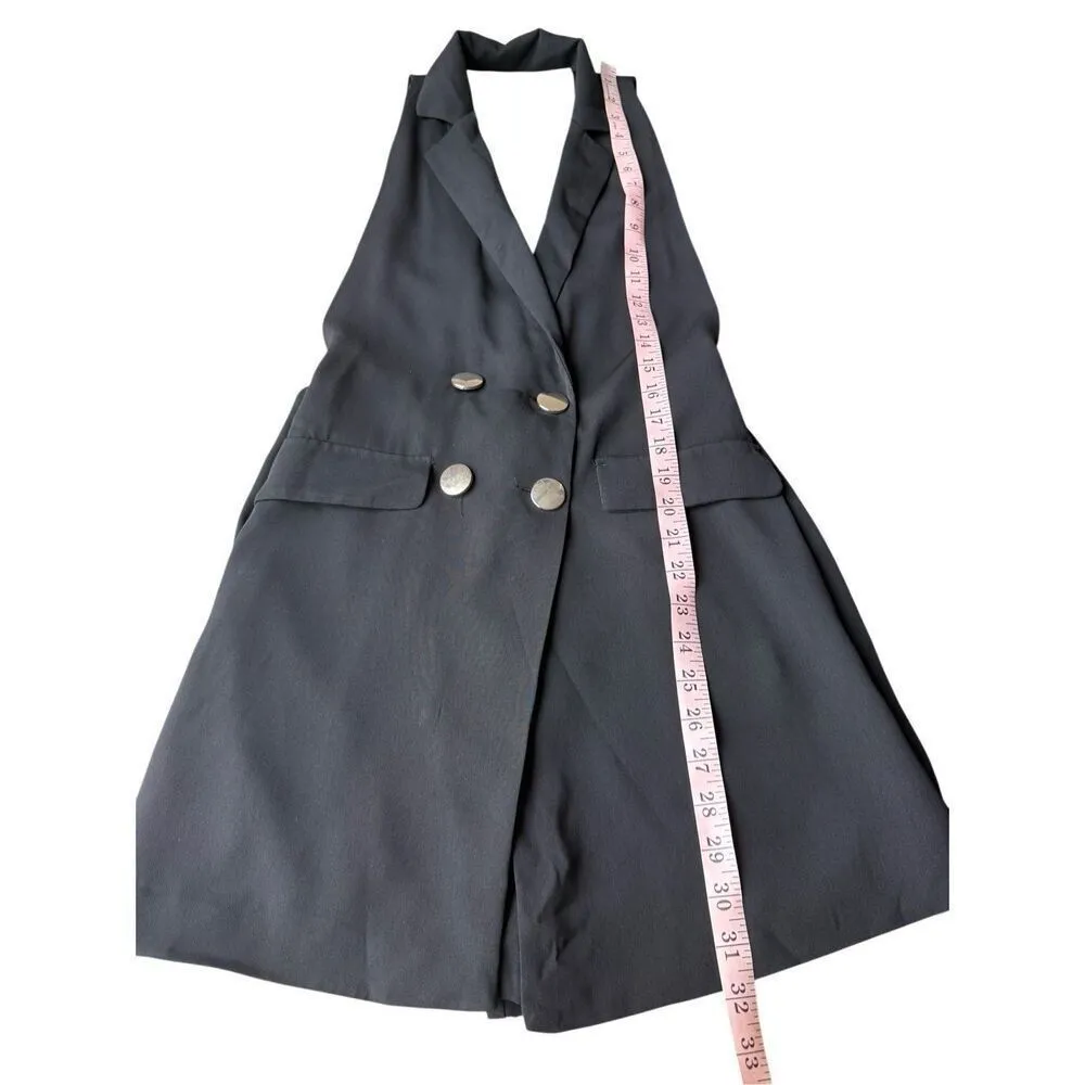 ZARA Black Sleeveless Double-Breasted Playsuit Romper Size XS - Image 12