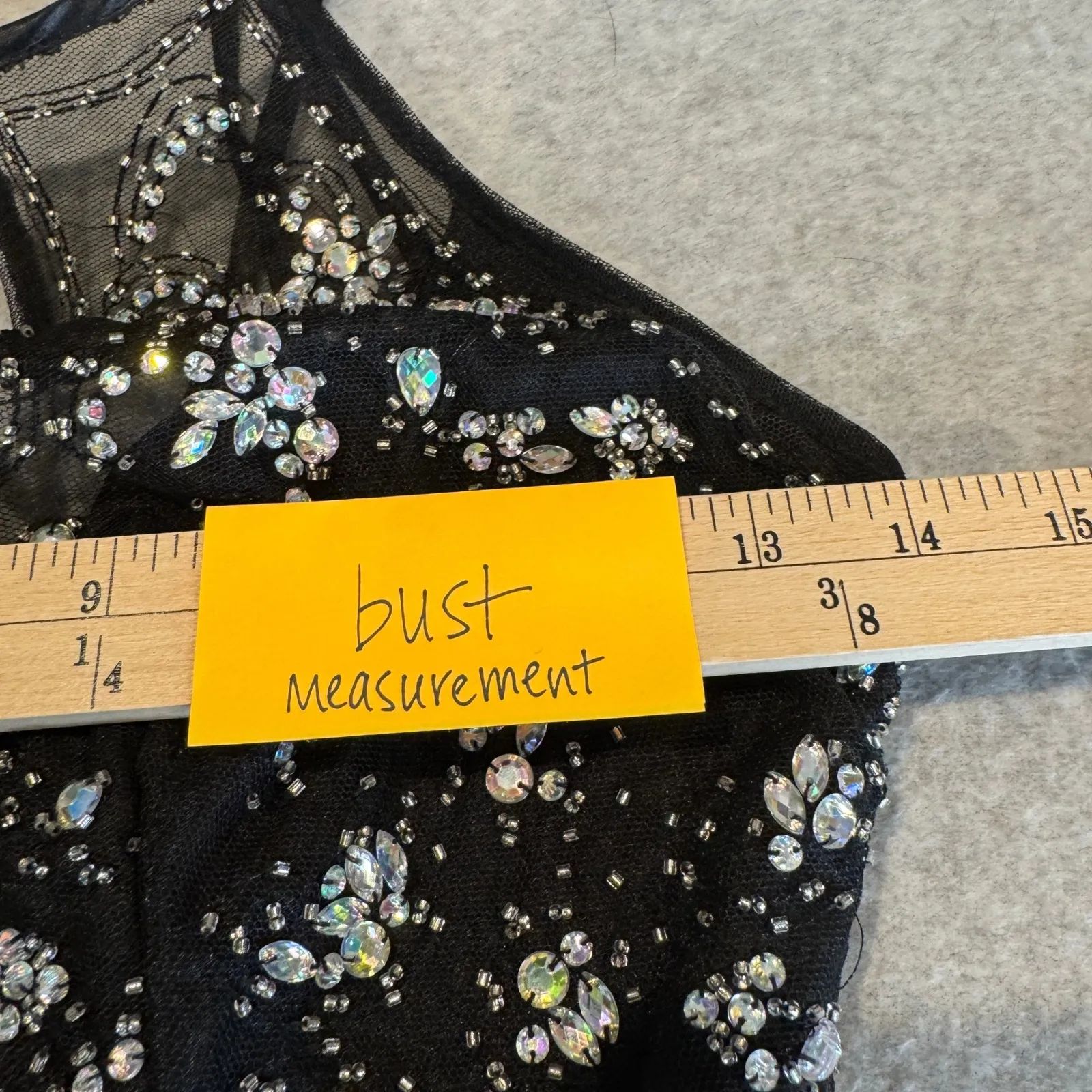 Vintage Y2K B Darlin Black Velvet Halter Neck Beaded Formal Gown Juniors 1/2 - Image 15