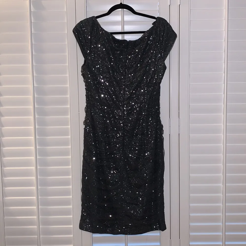 LAUREN Ralph Lauren Gunmetal Sequin Tulle Cocktail Dress 14 - Image 4