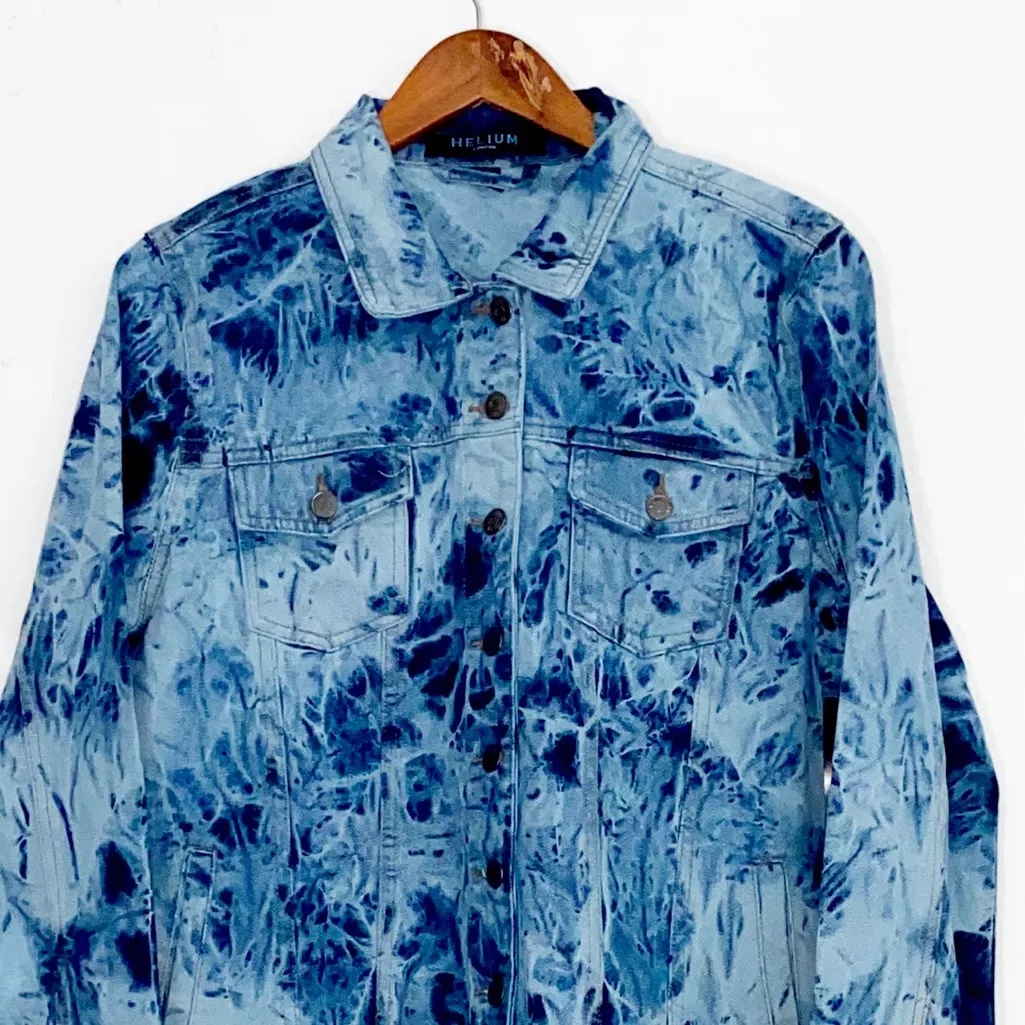 NWT Helium London Tie Dye Denim Jean Jacket Blue Size L - Image 4