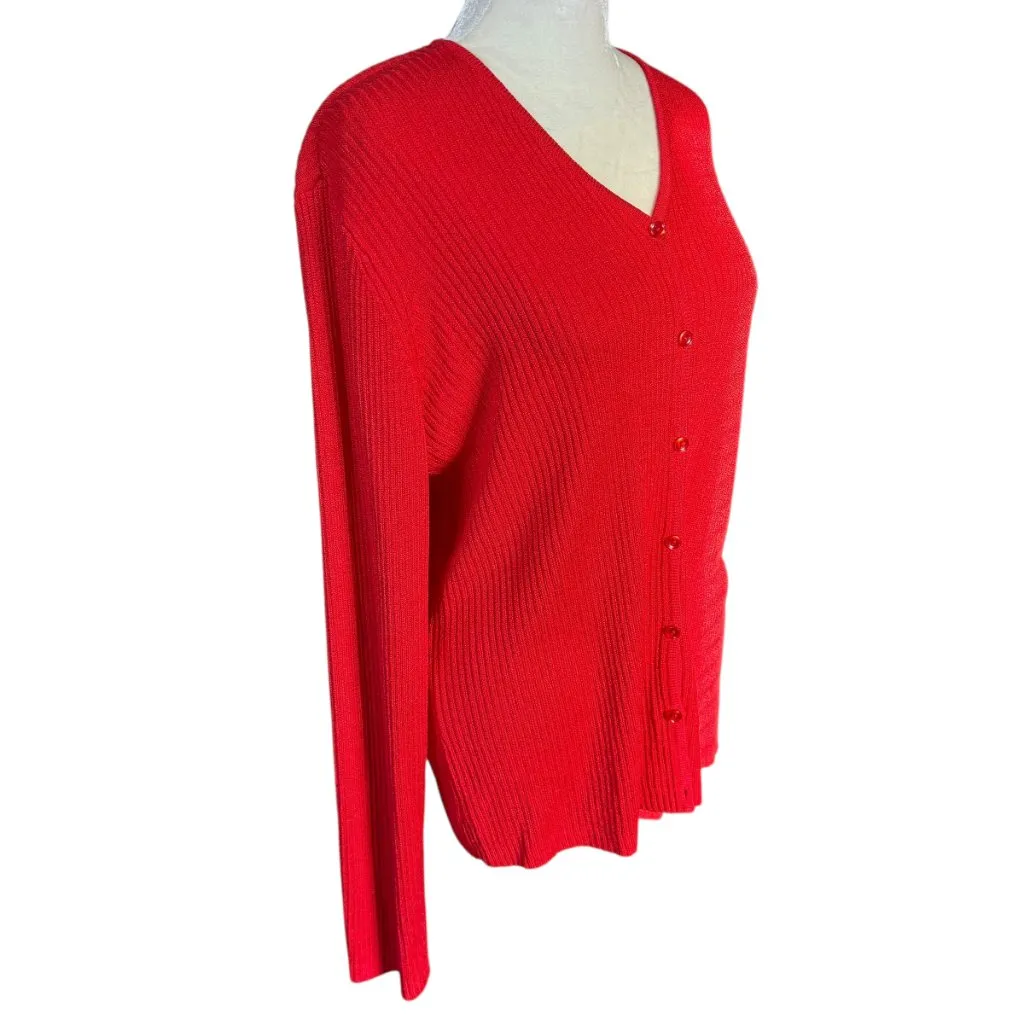 Sag Harbor women's XL long sleeve button down stretchy v-neck ribbed sweater - Image 2