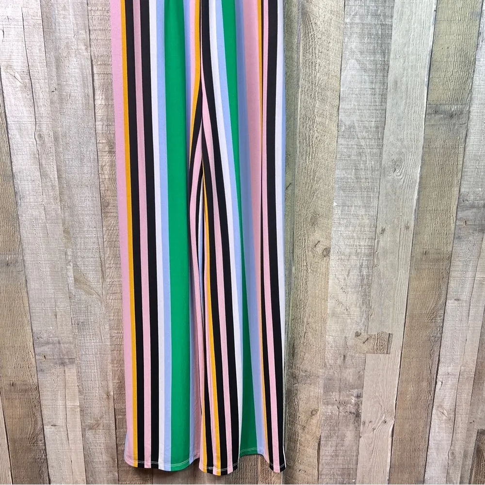 Bar lll Multi-Striped Surplice V-Neck Front Medium Wide Leg Jumpsuit V-Neck Back - Image 6