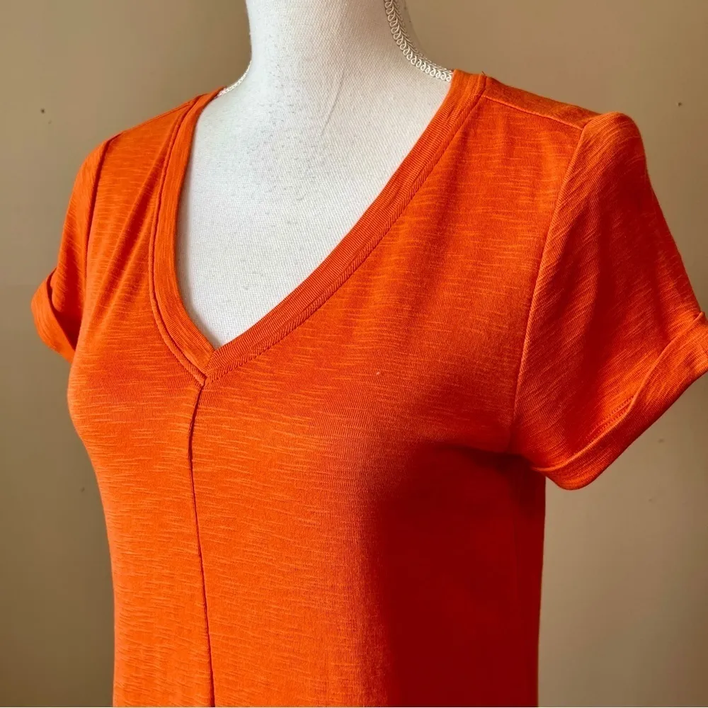 J. JILL | Orange V-neck Pima Cotton Short Sleeve Tee Sz S - Image 3