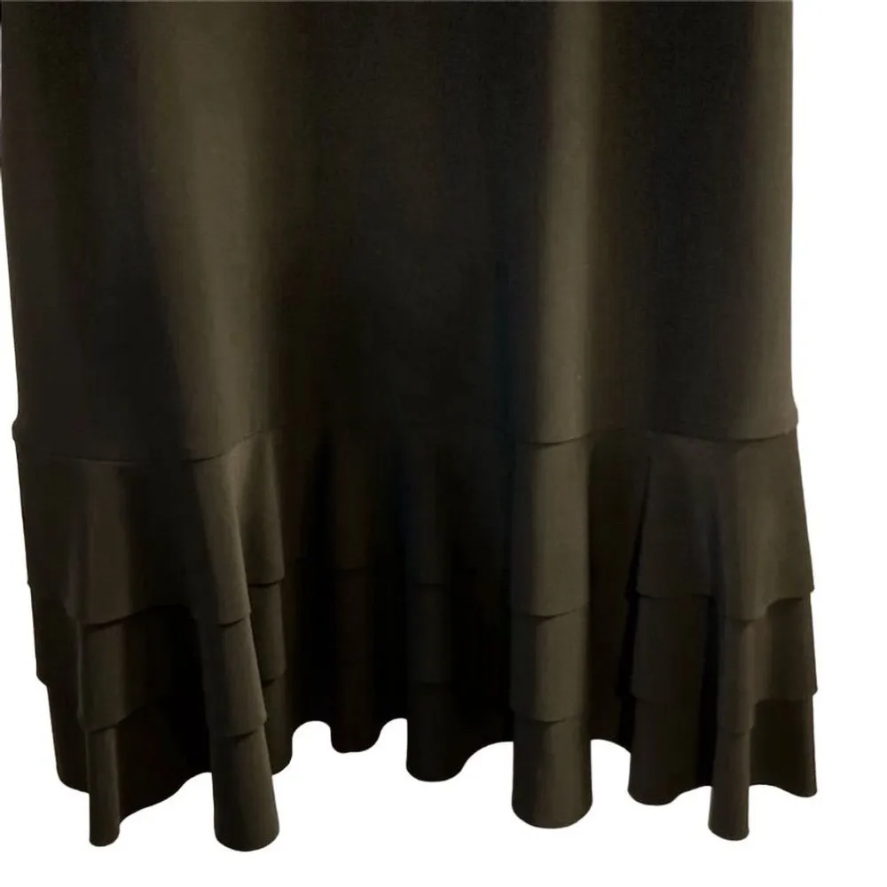 American Living Women's Off-Shoulder Black Ruffle Midi Dress Stretch Size 6 - Image 5