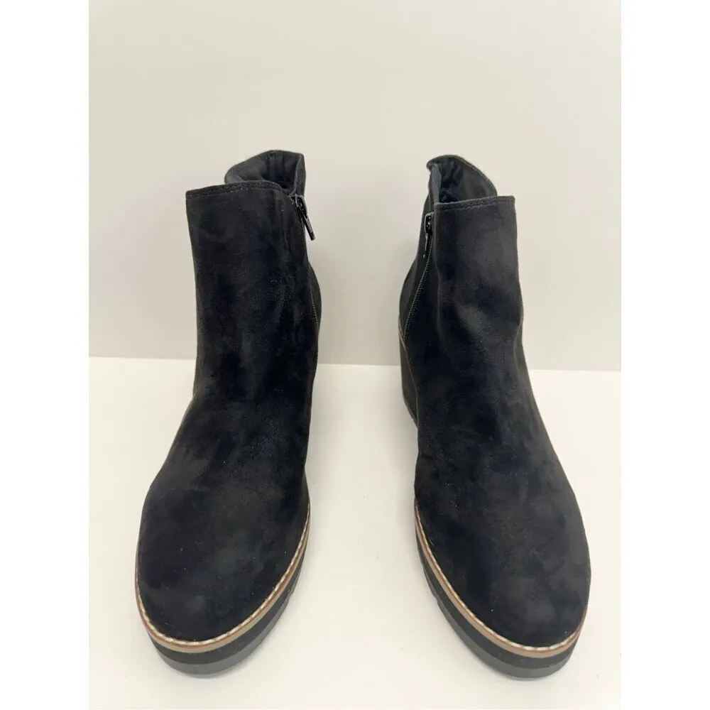 Easy‎ Spirit Boots Size 9.5 Black Suede Jayda Wedges Ankle Booties - Image 6