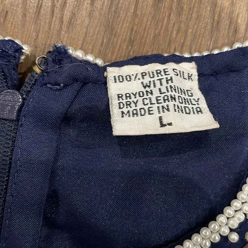 Vintage Lawrence Kazan Beautiful Beaded Sequin Blouse Top Shirt Silk Size L - Image 5