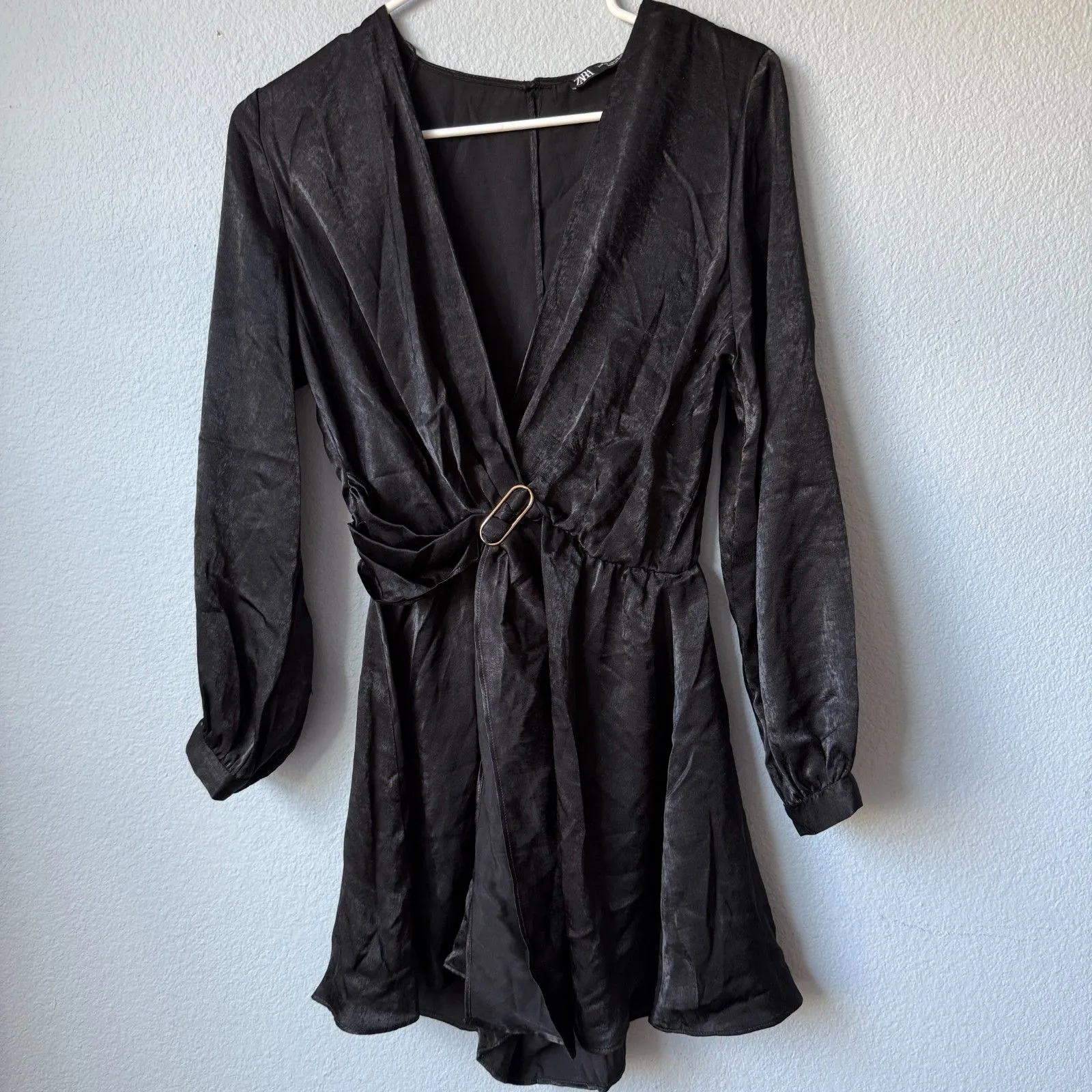 Zara Black Satin Romper Size XS - Image 2