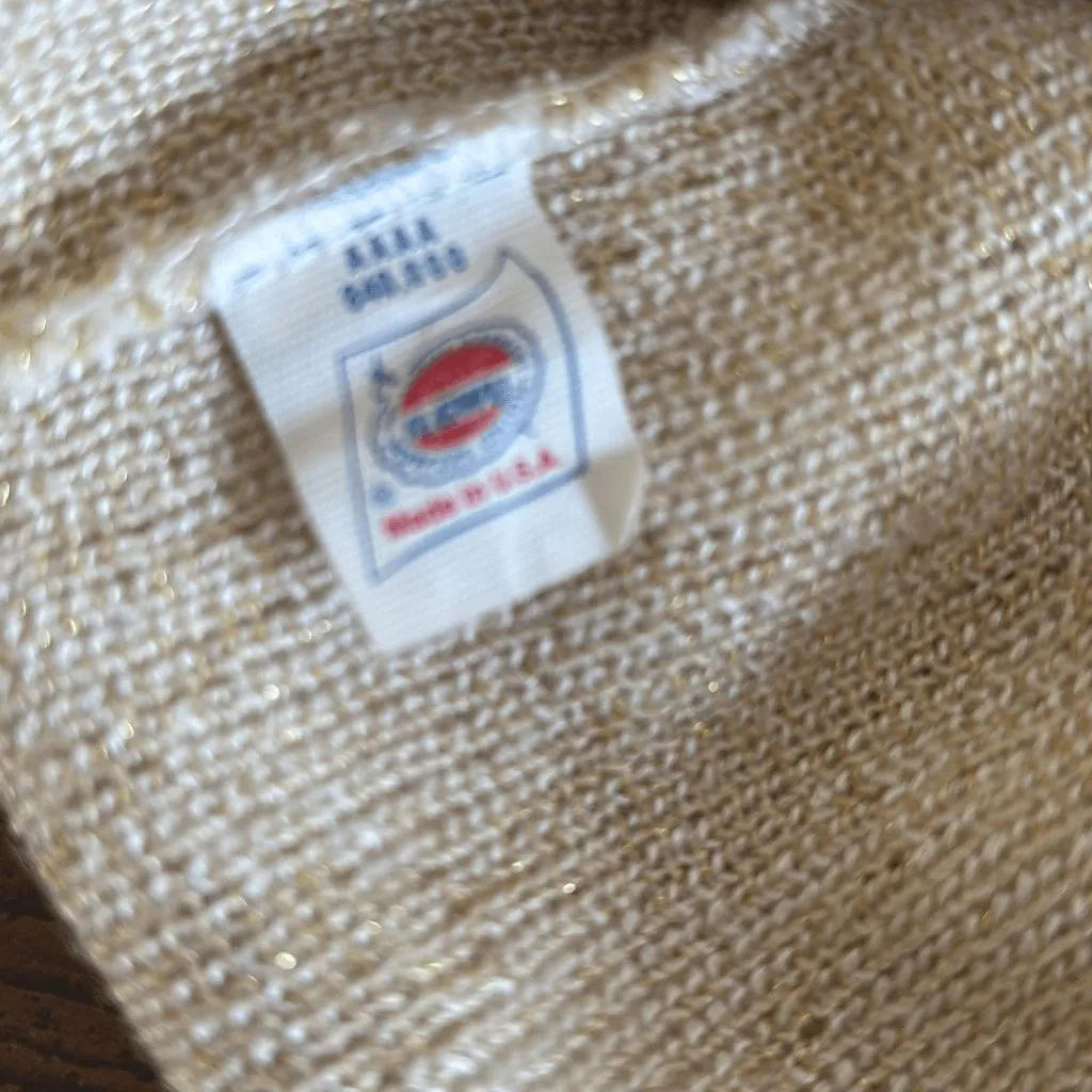 Ami Knits Womens Diamond Pattern Cardigan Sweater Off White Gold Size 10 Vintage - Image 5