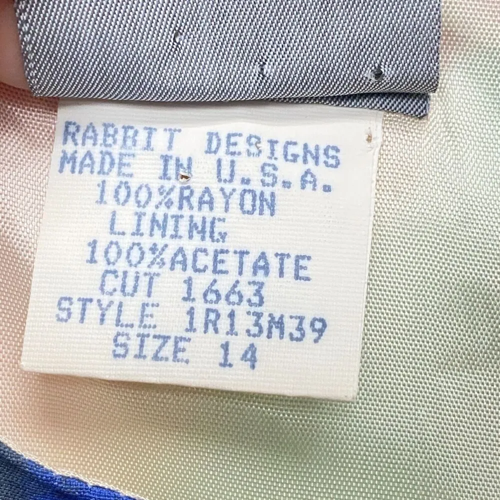 Vtg Rabbit Rabbit Rabbit Designs Women Sz 14 Hawaiian Floral Luau Tropical Dress - Image 4