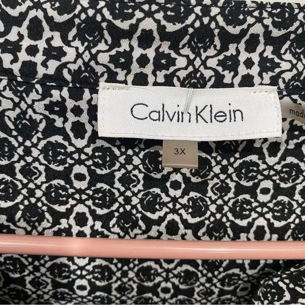 Calvin Klein Mixed Print Button Down Long Sleeve Top Size 3x - Image 3