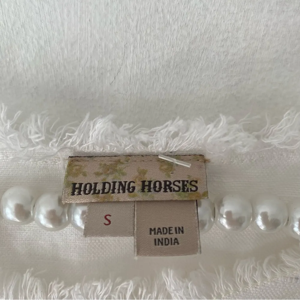 Holding Horses Anthropologie White Linen Fruit Salad Dress size small - Image 14