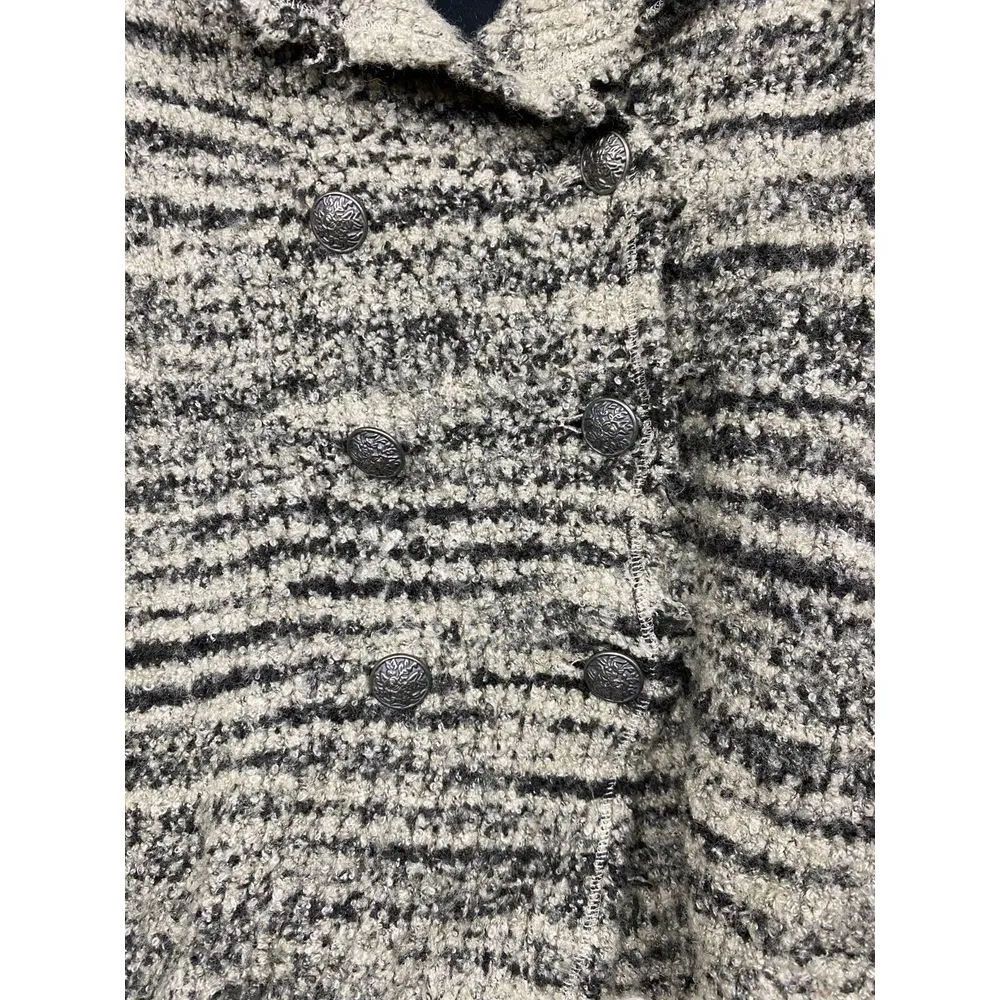 Free People Double Breasted Sweater Sz S Zebra Chunky Knit Wool‎ Blend Cardigan - Image 4