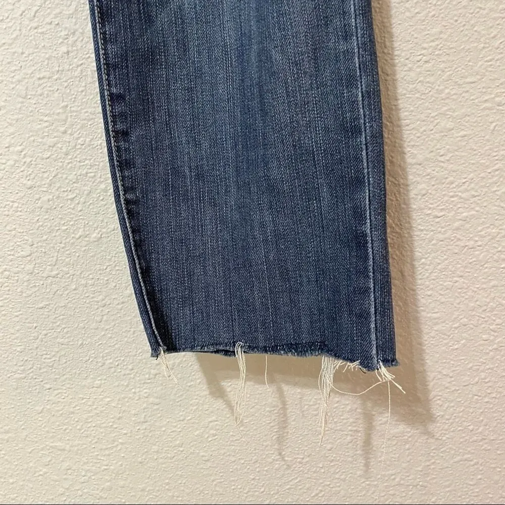 Current Elliott High Rise Distressed Raw Hem Baggy Straight Leg Ankle Jeans 24 - Image 5