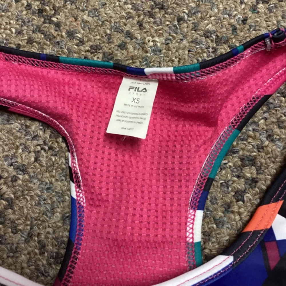 Fila Sport Performance Racerback Pink Black Blue White Sports Bra * Size XS - Image 3