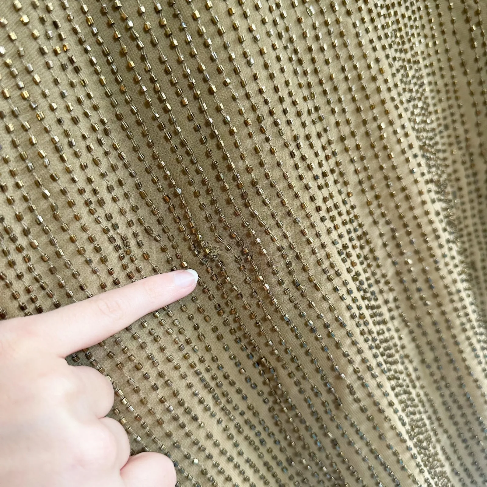 LPA | Beaded 61 V-Neck Mini Dress in Army Taupe Tan size Small - Image 8