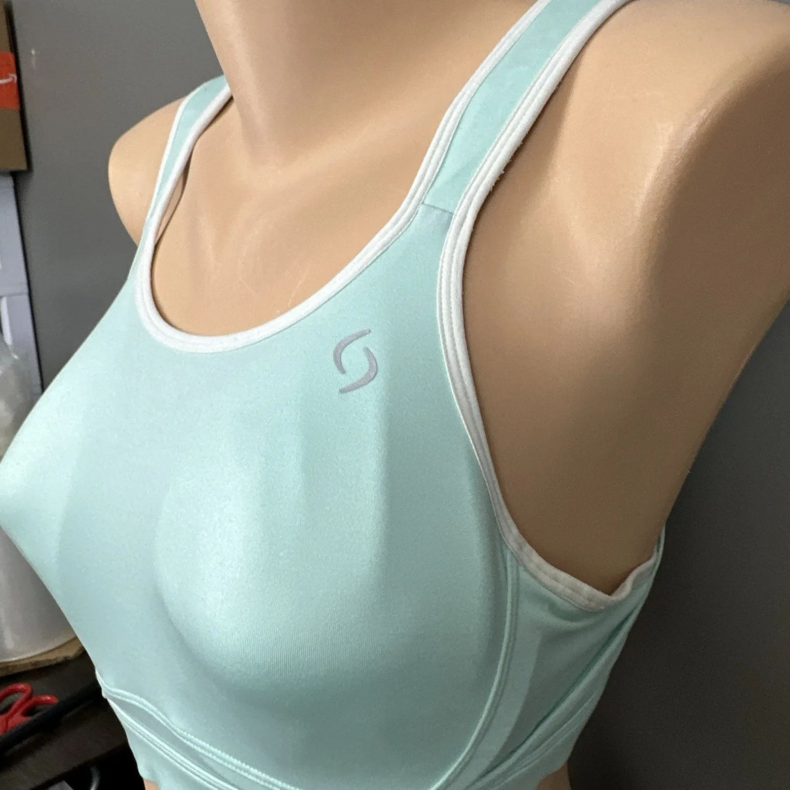 Brooks Maia Size 34C 350054 Jogging Sports Bra Underwire Aqua Lined Layered - Image 2