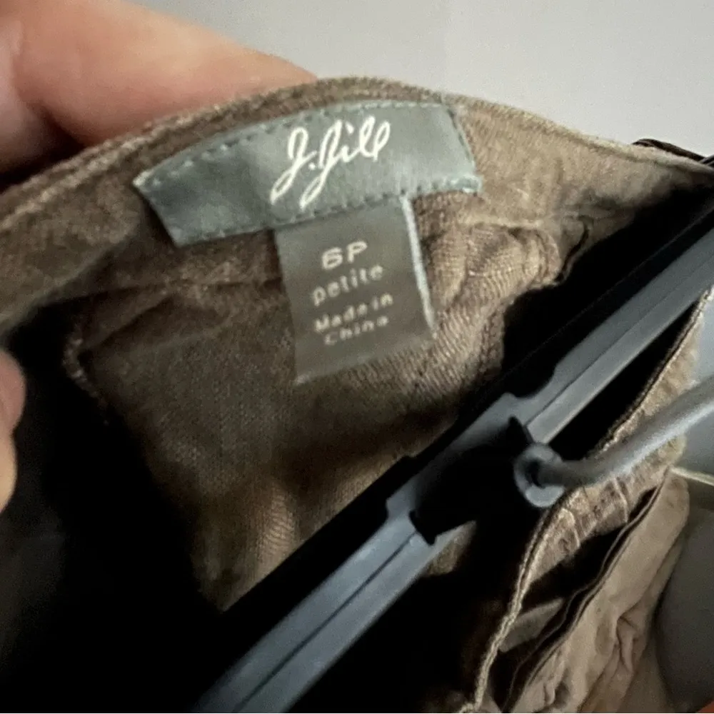 J. JILL Brown Pleated 100% Linen Side Zipper Skirt tie waist belt Size 6 petite - Image 3