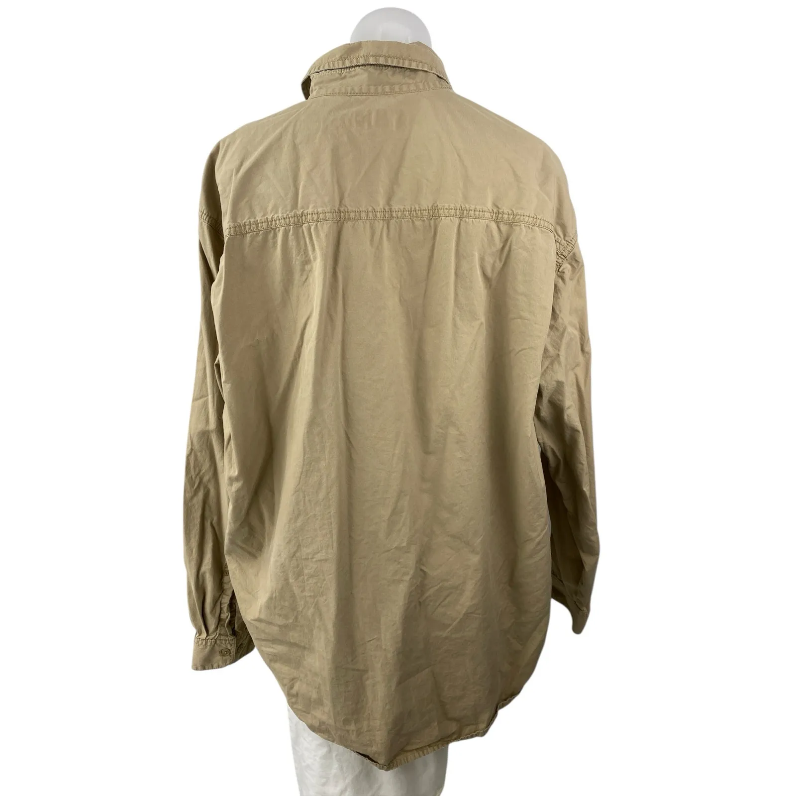 Old Navy Women's Brown Tan Collared Long Sleeve Oversized Pockets Shirt Top XL - Image 2