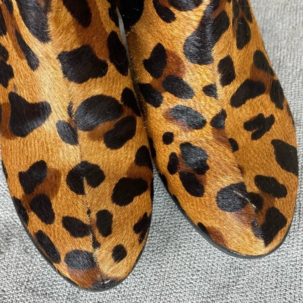 SCHUTZ Leopard Print Fur Booties Size 5 - Image 10