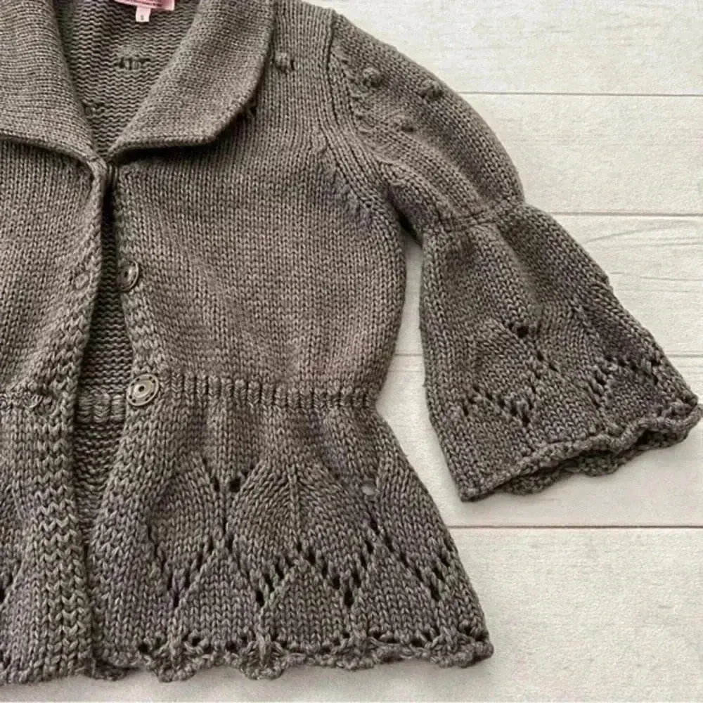 HEKLA & Co Made in Italy Womens Gray Wool Blend Cardigan wrap Sweater Si… Brown - Image 3