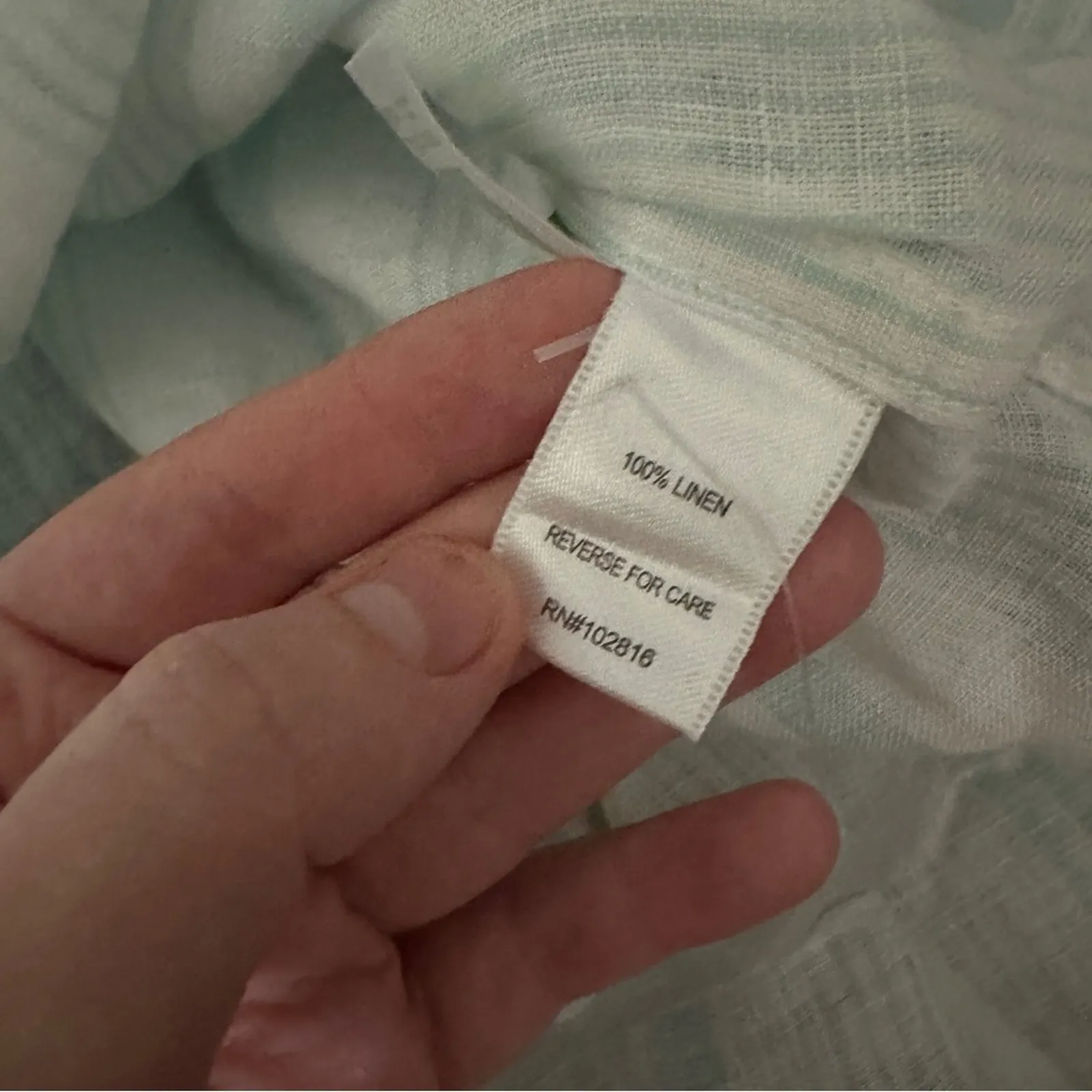 Garnet Hill Linen Light Blue & White Striped Long Sleeve Button Down Top 8 NEW - Image 6