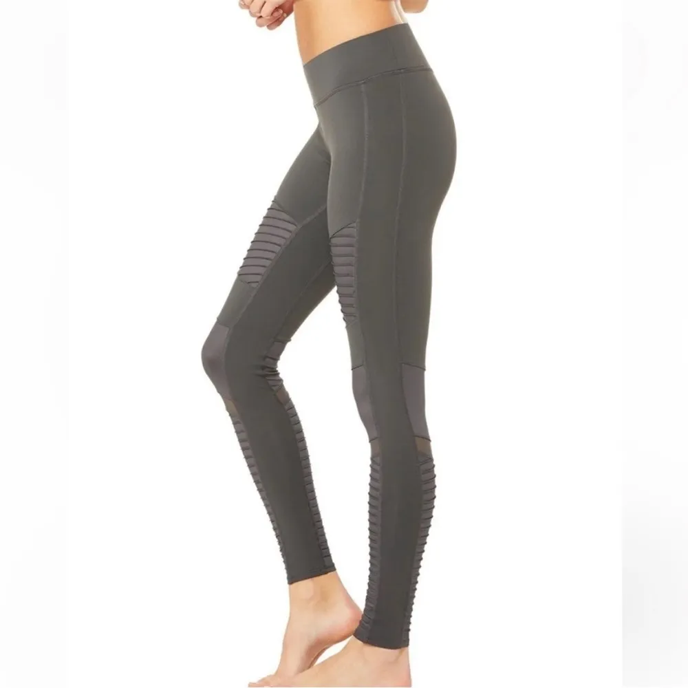 Alo High Waist Moto Sport Leggings with Mesh Panels - Image 9