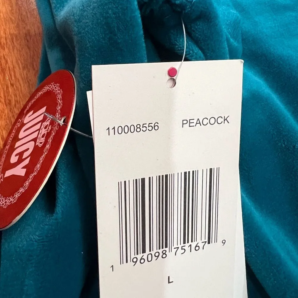 NWT Juicy By Juicy Couture Jumpsuit peacock Velour Hooded Long Sleeve Zip Up L - Image 10