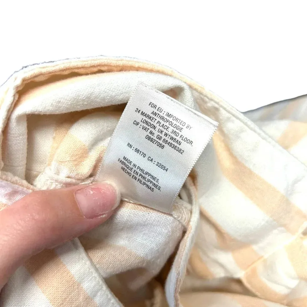 Anthropologie Oasis Pants Belted‎ High-Rise Striped Crop Linen Pink White Size 2 - Image 10